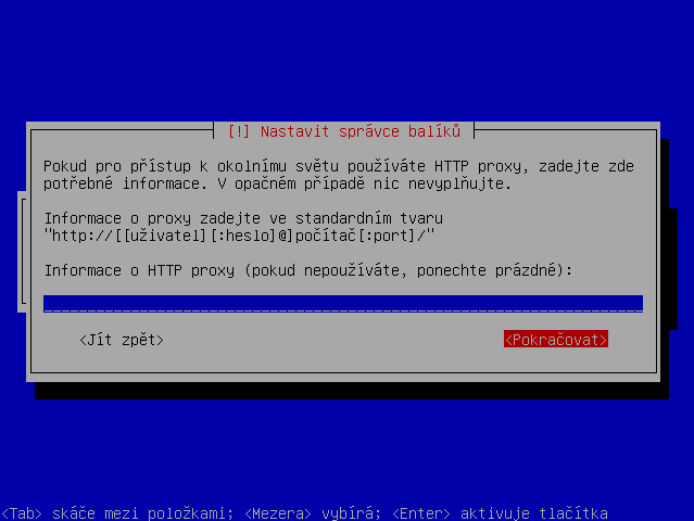 Nastavit správce balíků - HTTP Proxy