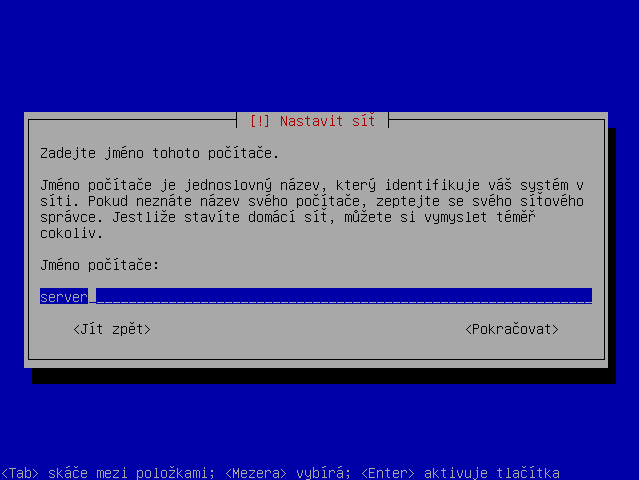 Nastavit síť - jméno počítače