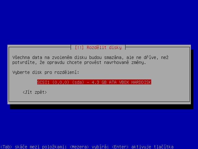 Rozdělit disky - Vyberte disk pro rozdělení