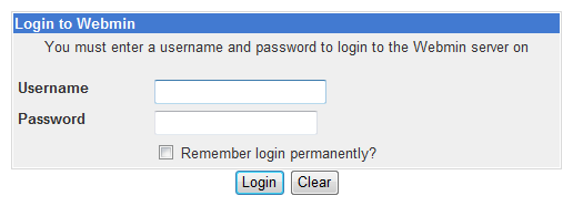 Login to Webmin